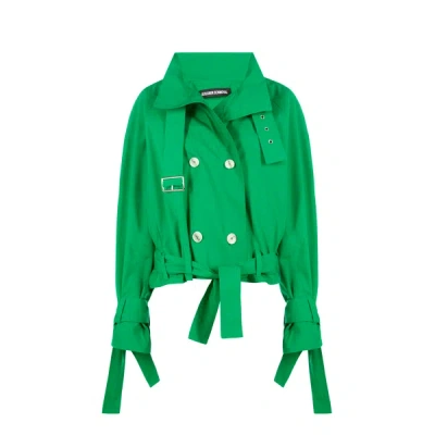 Benjamin Benmoyal Oversized Short Cotton Jacket In Green