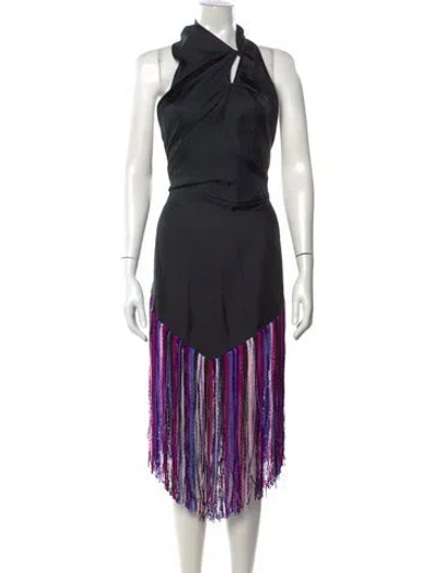 Pre-owned Benjamin Benmoyal Silk Midi Length Dress W/ Tags In Black