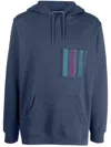 Benjamin Benmoyal Striped-patch Organic-cotton Hoodie In Blau
