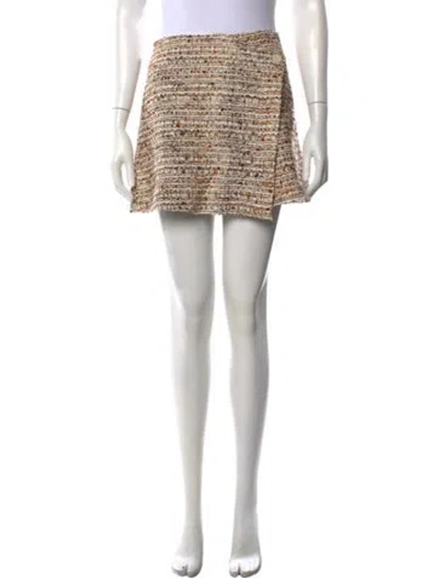 Pre-owned Benjamin Benmoyal Tweed Pattern Mini Skirt In Neutrals