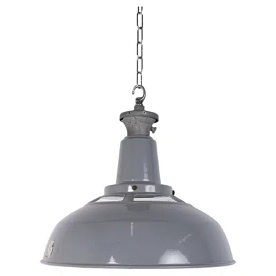Pre-owned Benjamin Electrical Company 1 Extra Large Grey Enamel Industrial Pendant Lights With Vented Neck By Benjamin In Gray