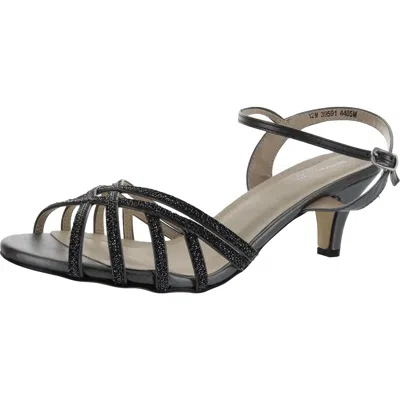 Benjamin Walk Amara Womens Faux Leather Ankle Strap Kitten Heels In Black