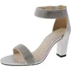 Benjamin Walk Marley Womens Rhinestone Metallic Ankle Strap In Silver