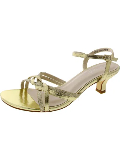 Benjamin Walk Mela Womens Metallic Ankle Strap Strappy Sandals In Gold