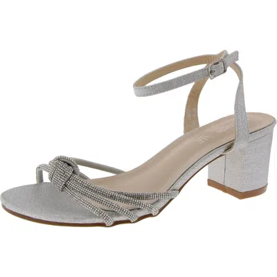 Benjamin Walk Womens Glitter Textured Block Heel In Silver