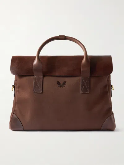 Bennett Winch Cotton-canvas And Full-grain Leather Briefcase In Brown