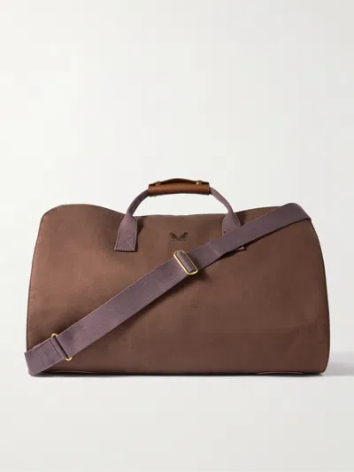 Bennett Winch Logo-embroidered Leather-trimmed Cotton-twill Suit Carrier And Holdall In Brown