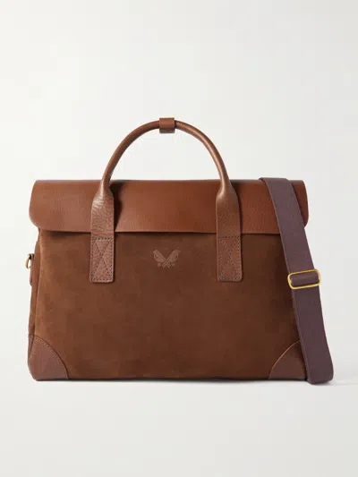 Bennett Winch Suede And Leather Briefcase In Brown