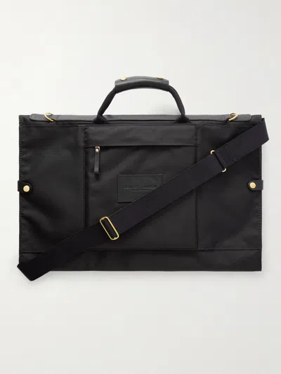 Bennett Winch Trifold Leather-trimmed Cotton-canvas Suit Carrier In Black