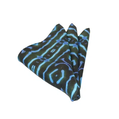 Benni Marine Designs Men's Black / Blue / Grey Pocket Square - Blue Drama