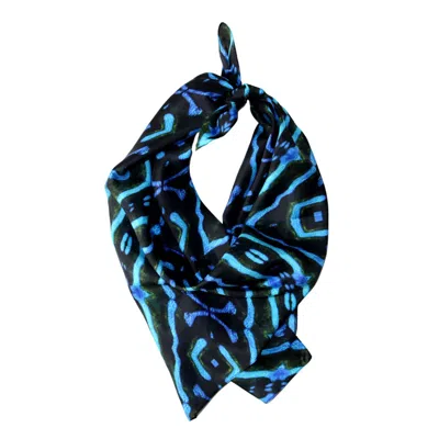 Benni Marine Designs Women's Black / Blue Silk Square Scarf - Blue Drama In Multi
