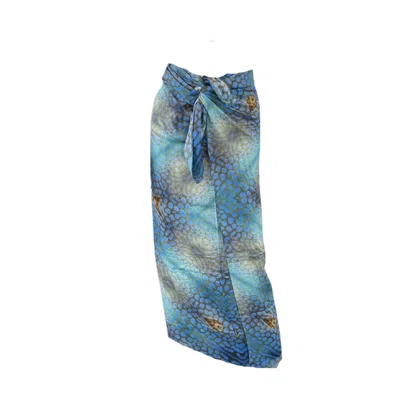 Benni Marine Designs Women's Blue / Gold Bamboo Sarong - Ocean With Amber In Blue/gold