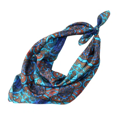 Benni Marine Designs Women's Blue / Red Silk Square Scarf - Tropical Delight In Multi