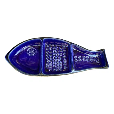Pre-owned Bennington Potters Bennington Pottery Fish Dish By David Gil, Mid-century Modern In Purple