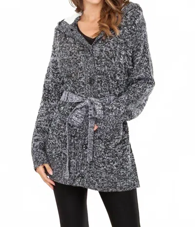 Benny And Zoey Plus Size Button Up Sweater Jacket In Black In Neutral