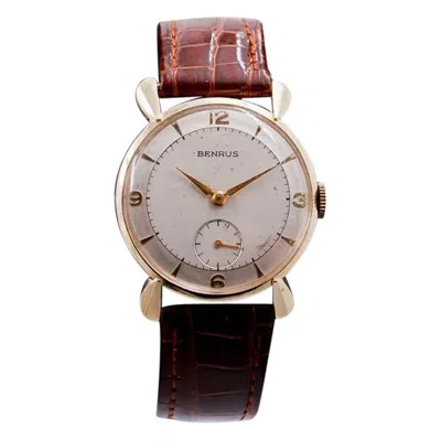 Pre-owned Benrus 14kt Solid Gold Art Deco Dress Watch With Factory Original Dial 1950's In Multi