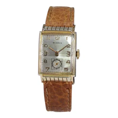 Pre-owned Benrus Art Deco Tank Style Wrist Watch With Original Dial, Circa 1940's In Multi