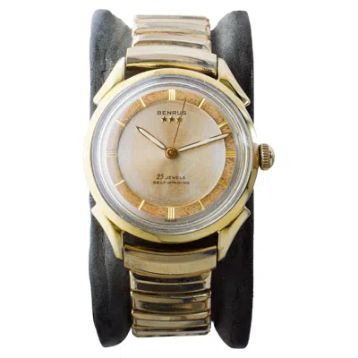 Pre-owned Benrus Yellow Gold Filled Art Deco Watch Circa 1940's With Original Dial