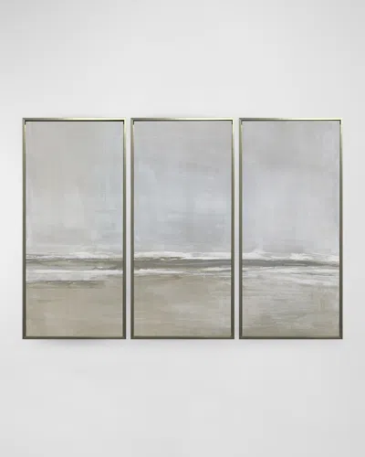 Benson-cobb Studios The Walk Framed Giclee Triptych By Carol Benson-cobb In Gray