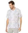 Benson Malibu Shirt Men's White Gray Floral 100% Linen Button-up Jdm932 In White