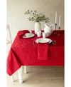 Benson Mills Poinsettia Foliage 70" Round Raised Jacquard Tablecloth In Red