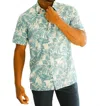 Benson Reynolds Short Sleeve Button Down Shirt In Blue Leaves In Multi