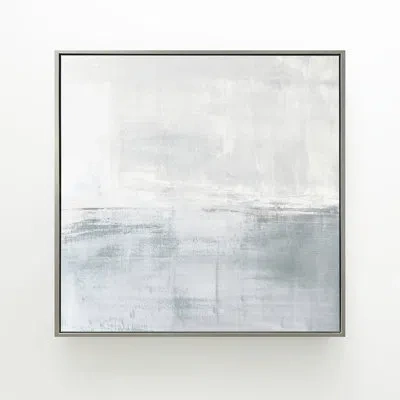 Benson-cobb Studios Between The Lines By Carol Benson-cobb - Floater Frame Painting On Canvas In Gray;cream