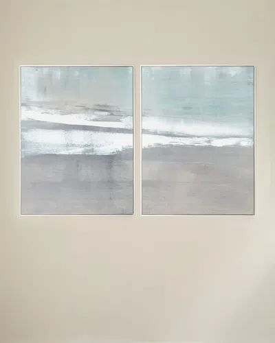 Benson-cobb Studios Oceans Apart Giclee Diptych In Classic Sterling Float Frame, Hand-embellished In Multi
