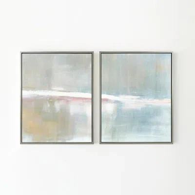 Benson-cobb Studios "refuge" By Carol Benson-cobb Set Of Two Vertical Framed Canvas Gicleés In Blue;brown;white