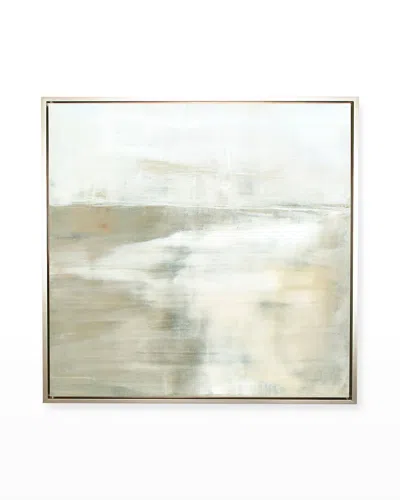 Benson-cobb Studios The Highlands 48x48 Square Canvas Giclee In Champagne Gold Float Frame, Hand-embellished In Cream