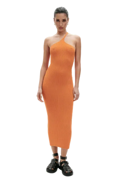 Benu Studio Orange Knitted Dress In Black