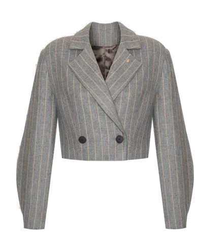 Benu Studio Short Striped Jacket In Gray