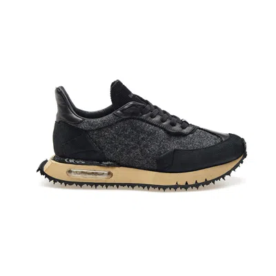 Bepositive Asymmetrical Race Wing Sneakers - Wool & Velvet Blend In Black
