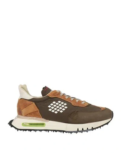Bepositive Man Sneakers Military Green Size 10 Leather, Textile Fibers In Brown