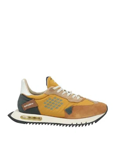 Bepositive Man Sneakers Ocher Size 8 Leather, Textile Fibers In White