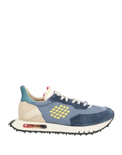 Bepositive Man Sneakers Slate Blue Size 9 Leather, Textile Fibers In Multi