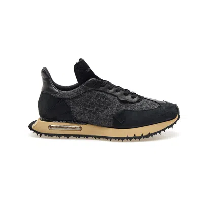Bepositive Men's Spaintce Race Wing Leather & Wool Sneakers In Black