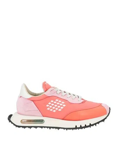 Bepositive Woman Sneakers Coral Size 9 Leather, Textile Fibers In Red
