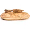 Berard France Olive Wood Handcrafted Butter Dish & Knife In Brown