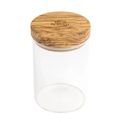 BERARD BERARD GLASS STORAGE JAR WITH OLIVE WOOD LID, 20-OUNCE