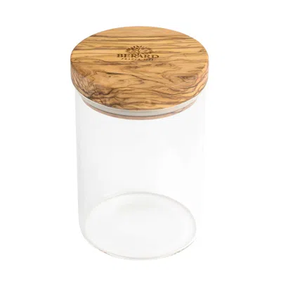 Berard Glass Storage Jar With Olive Wood Lid, 20-ounce In Brown