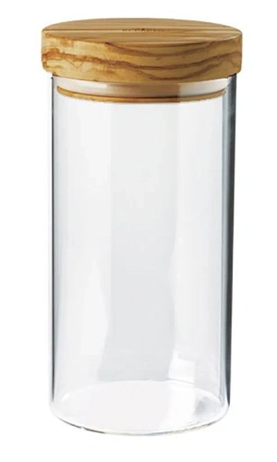 Berard Glass Storage Jar With Olive Wood Lid, 30-ounce In Brown