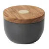 Berard Round Olive Wood Salt Keeper In Grey