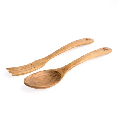 Berard Handcrafted Olive Wood 2 Piece Salad Serving Set, 12 Inch In Brown