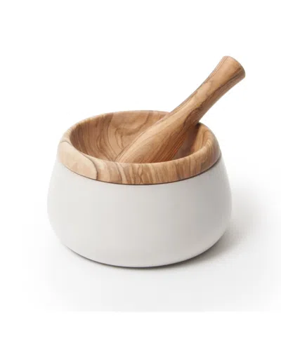 Berard Handcrafted Olive Wood Mortar In Camel White