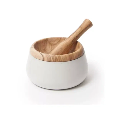 Berard Olive Wood Mortar In White