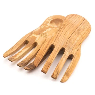 Berard Olive Wood Salad Serving Hands, 2 Piece Set In Brown