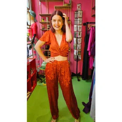 Berawa Luxe | Ilona Ss Jacquard Wrap Top In Red