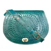 Berber Leather Men's Green / Blue The Temara Embossed Saddle Bag In Teal