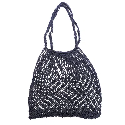 Berber Leather Women's Blue The Nador Macrame Tote In Navy